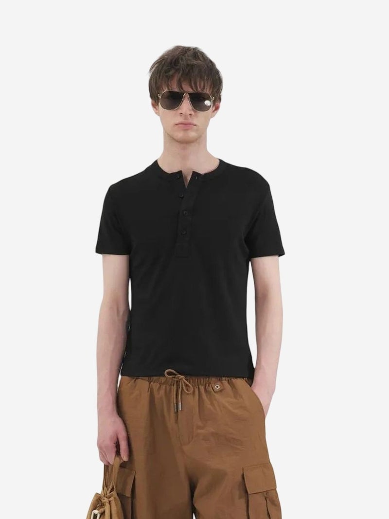 GIESTO Slim Fit Crew Neck Button T-Shirt - Image 4