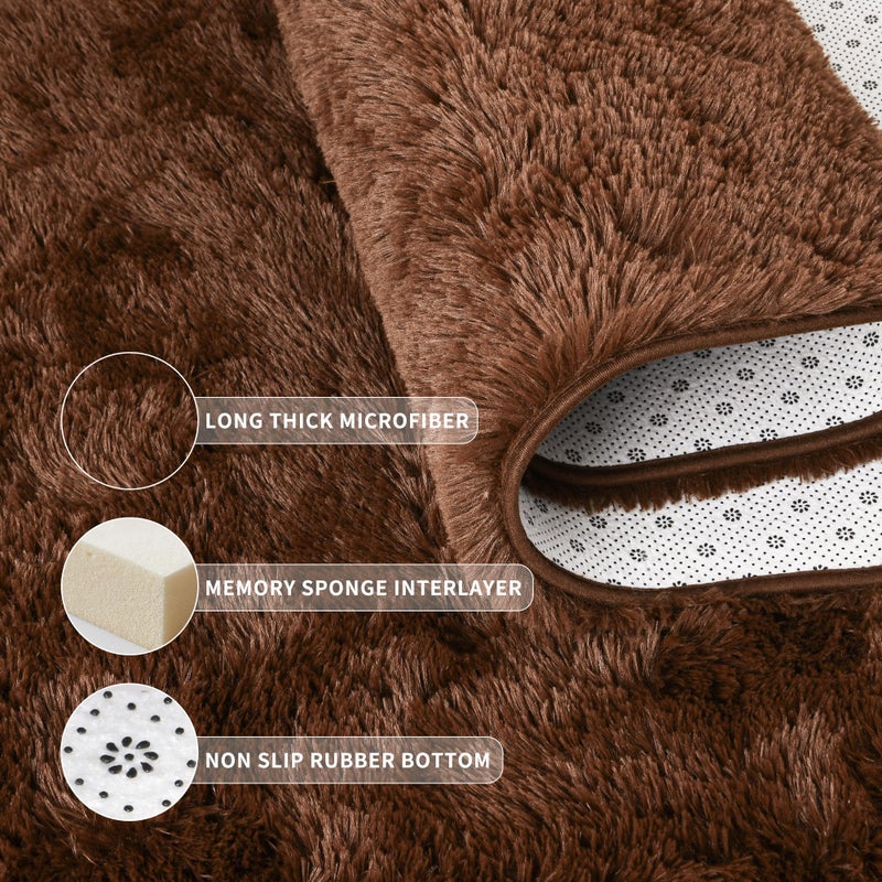 Tepook Super Soft Fluffy Rug for Bedroom  Modern Shaggy Rug Fuzzy Kids Rug for Living Room  Plush Indoor Nursery Home Decor Dorm Rug with Non-Slip Bottom  Brown  4 X 6 Feet - Image 4