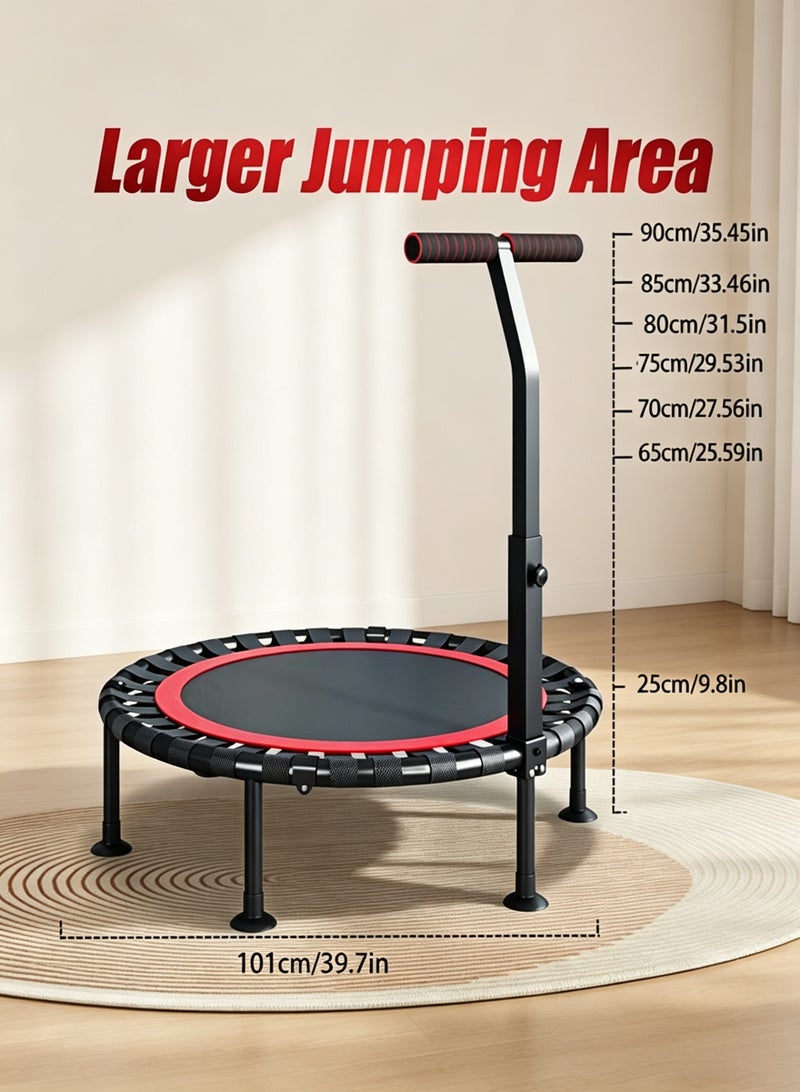 Indoor Exercise Trampoline with Adjustable Foam Handle, Stable & Quiet Rebounder for Adults & Kids - Image 3
