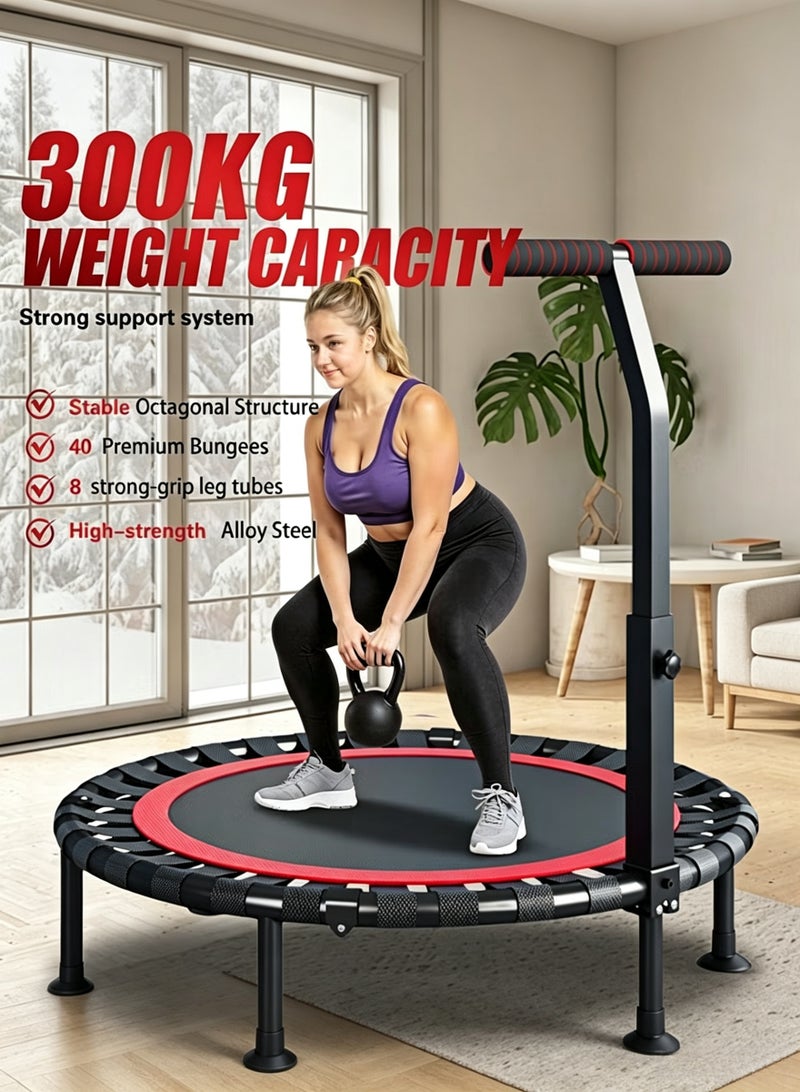 Indoor Exercise Trampoline with Adjustable Foam Handle, Stable & Quiet Rebounder for Adults & Kids - Image 4