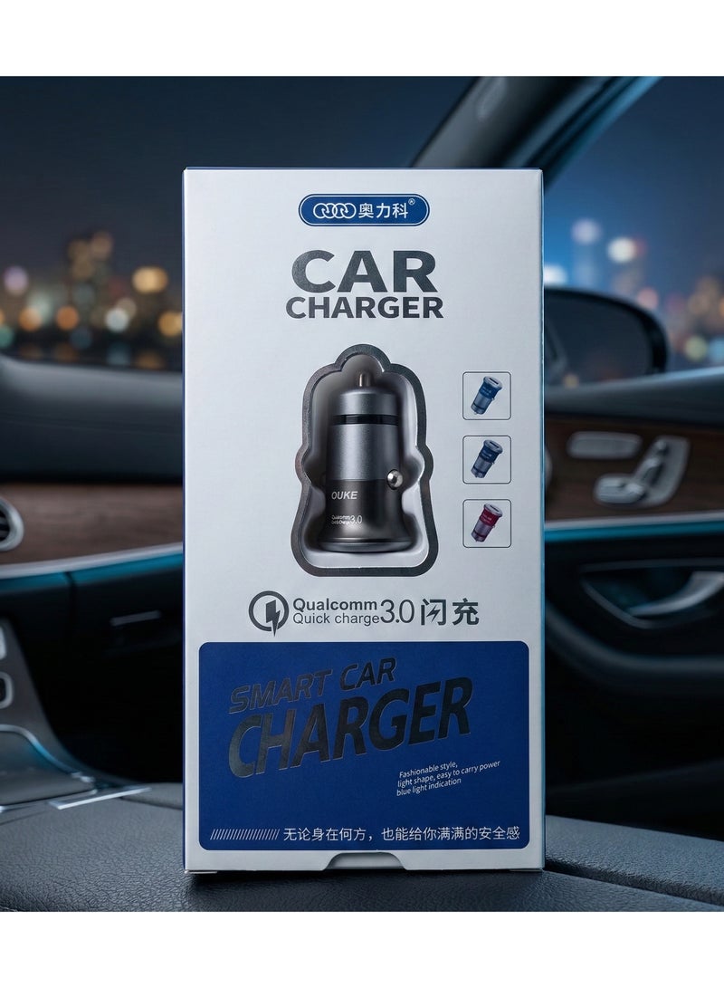 سترونج شاحن سيارة سريع Quick Charge 3.0 بمدخلين USB + كابل Micro USB، شحن سريع للموبايل، اسود - Image 2