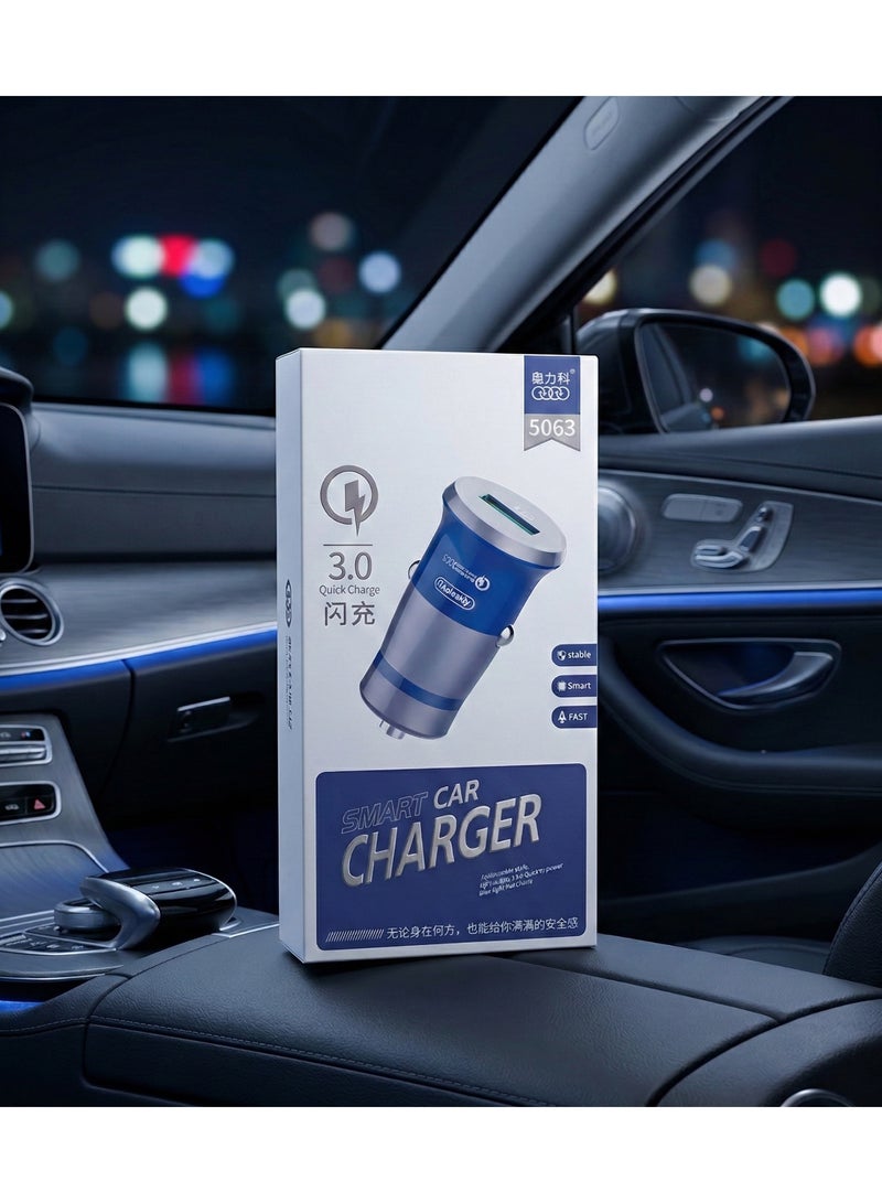 سترونج شاحن سيارة سريع Quick Charge 3.0 بمدخلين USB + كابل Micro USB، شحن سريع للموبايل، اسود - Image 1