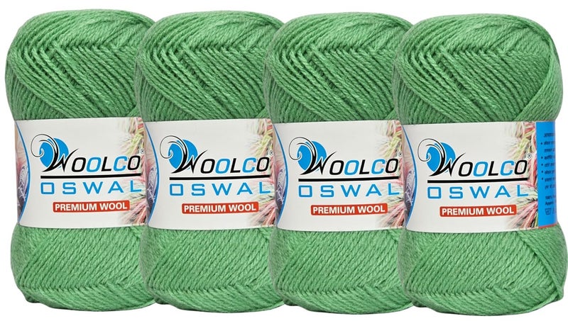 Woolco Oswal Microwool Acrylic Hand Knitting Yarn Pack of 4 Balls (100g Each), Soft Baby Yarn for Sweaters, Booties & DIY Knitting Projects – Baby Wool Thread for Beginners & Kids (Pista) - Image 1