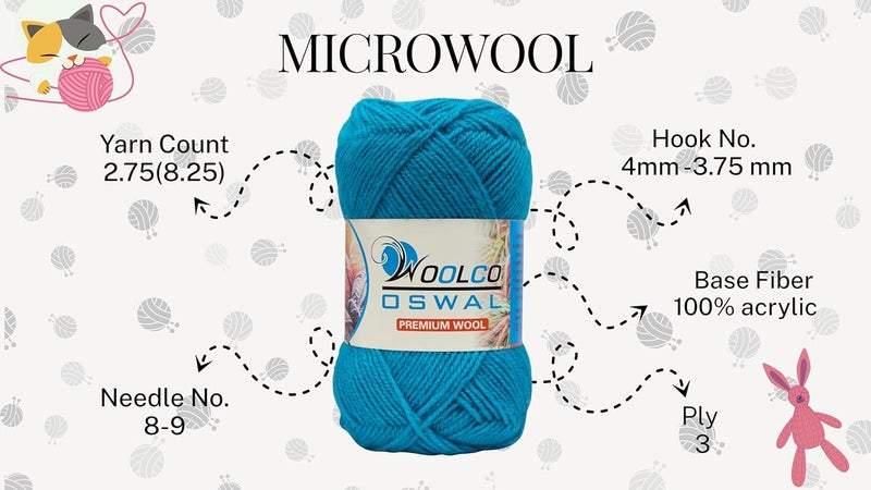Woolco Oswal Microwool Acrylic Hand Knitting Yarn Pack of 4 Balls (100g Each), Soft Baby Yarn for Sweaters, Booties & DIY Knitting Projects – Baby Wool Thread for Beginners & Kids (Pista) - Image 2