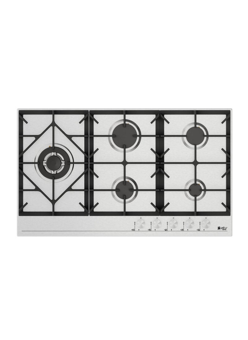 Purity Purity Built In Gas Hob, 5 Burners, 90 cm, Stainless Steel - HPT907S  - Image 1