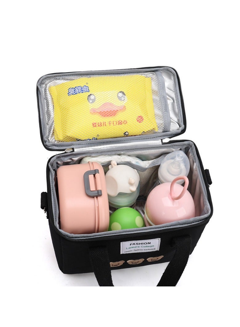 1pc Stylish Mommy Crossbody Bag, Diaper Bag - Waterproof, Spacious Multifunctional Maternity Bag with Insulated Pockets for Breast Pump & Bottles, Newborn Baby Item- Black  - Image 2