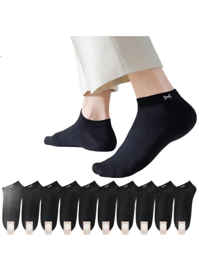 Miiow 10 Pairs Men'S Socks Men'S 100% Cotton Summer Antibacterial Odor-Resistant Short Socks Sweat-Absorbing Business Boat Socks Men - Image 1