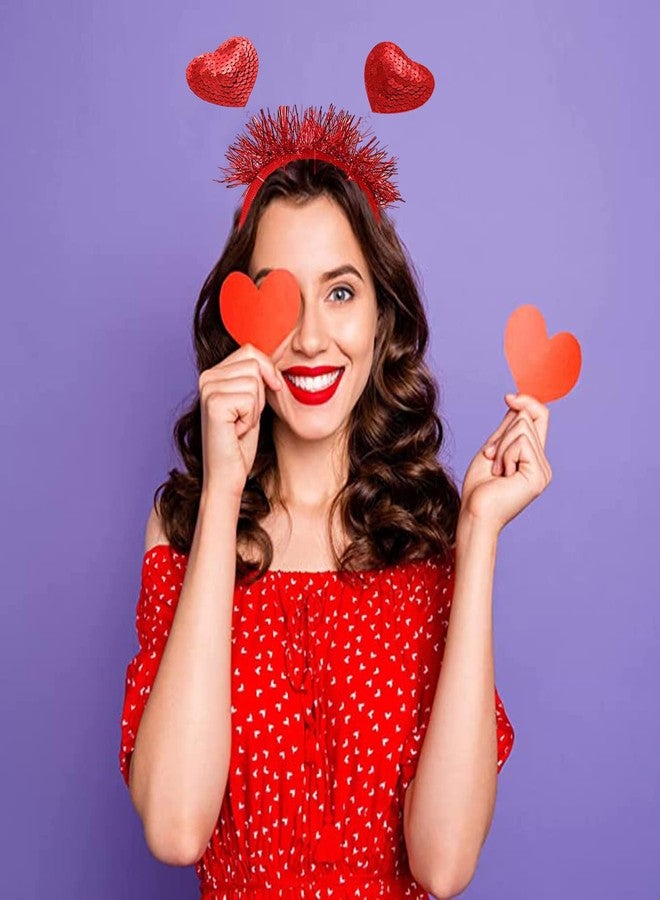 HIPIHOM Valentines Day Heart Headbands 2PCS Red Heart Head Bopper Sequin Valentines Heart Hair Accessories for Party Props Holiday Wedding Birthday Costume Accessory - Image 4