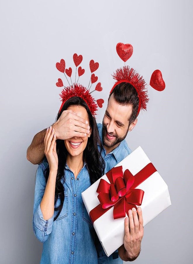 HIPIHOM Valentines Day Heart Headbands 2PCS Red Heart Head Bopper Sequin Valentines Heart Hair Accessories for Party Props Holiday Wedding Birthday Costume Accessory - Image 5