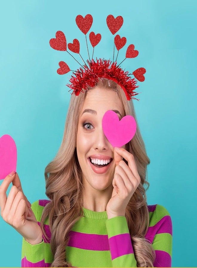 HIPIHOM Valentines Day Heart Headbands 2PCS Red Heart Head Bopper Sequin Valentines Heart Hair Accessories for Party Props Holiday Wedding Birthday Costume Accessory - Image 3
