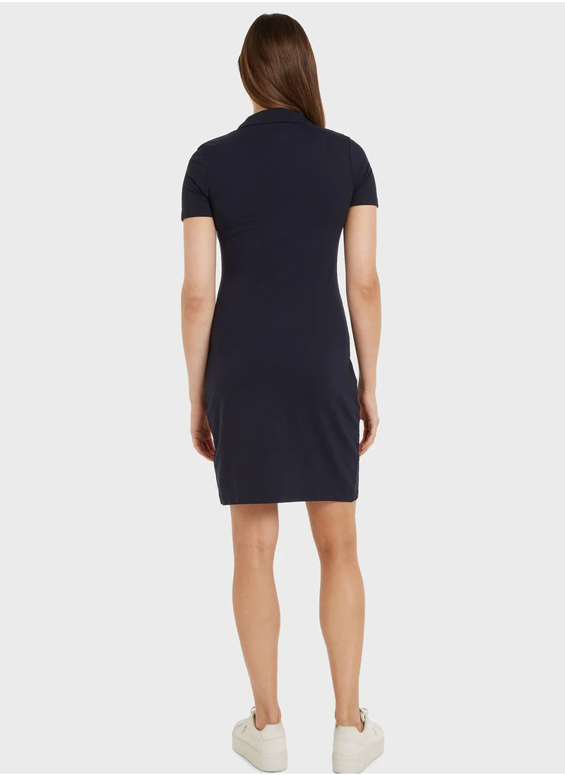 TOMMY HILFIGER Embroidered Logo Detail Dress