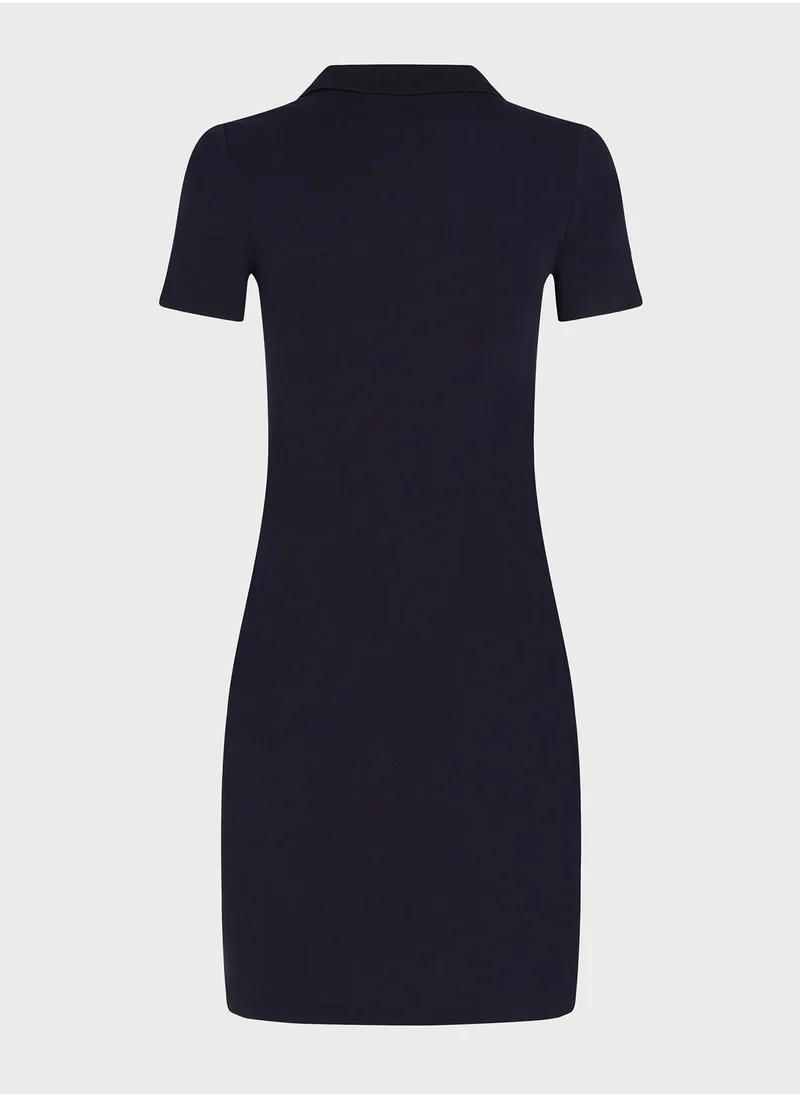TOMMY HILFIGER Embroidered Logo Detail Dress