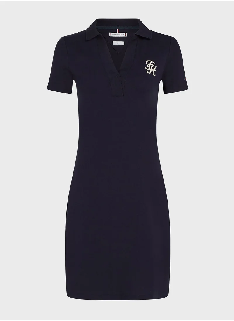 TOMMY HILFIGER Embroidered Logo Detail Dress