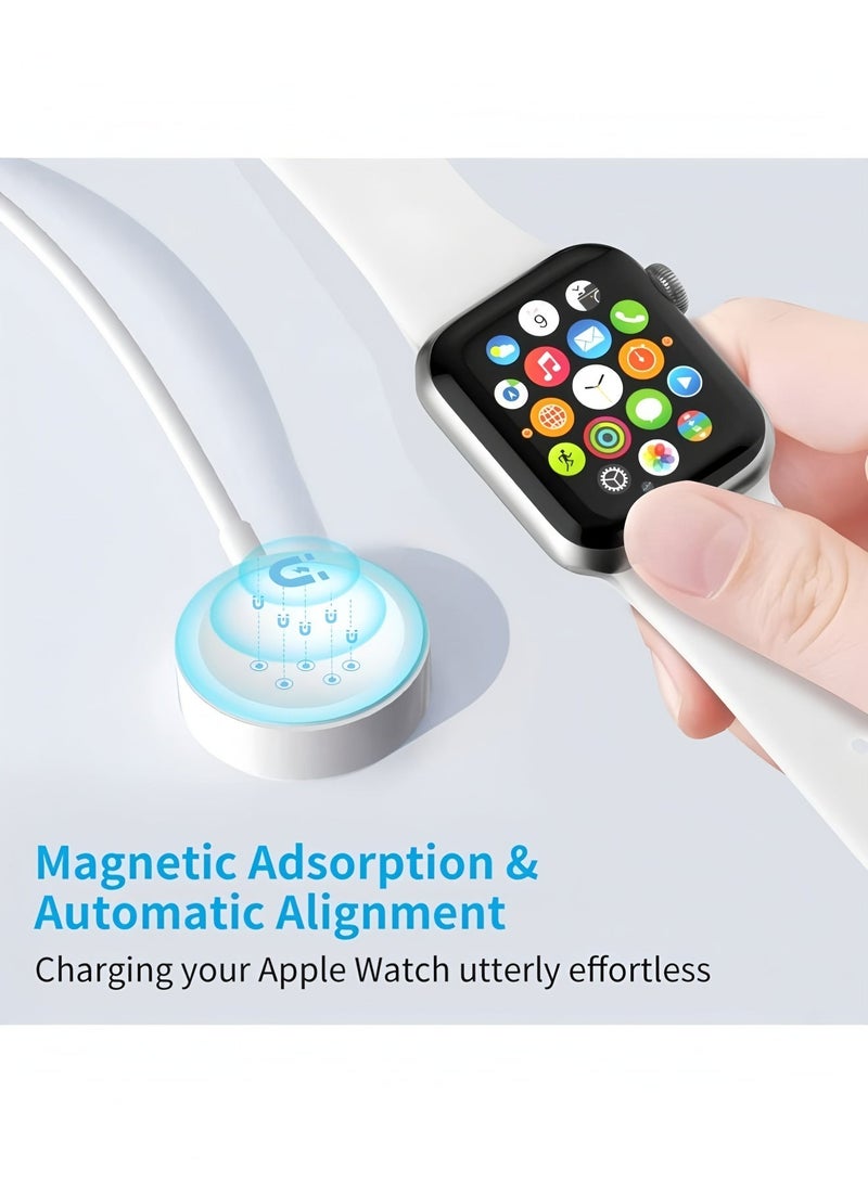 Flyview Type C 2-in-1 Fast Charging for iPhone&Watch(1m)White，Premium Charger Cable，Smart Watch Magnetic Cable For Watch Series 9 8 7 6 5 4 3 2 1 SE1 SE2 & iPhone 14/13/12/11 - Image 3