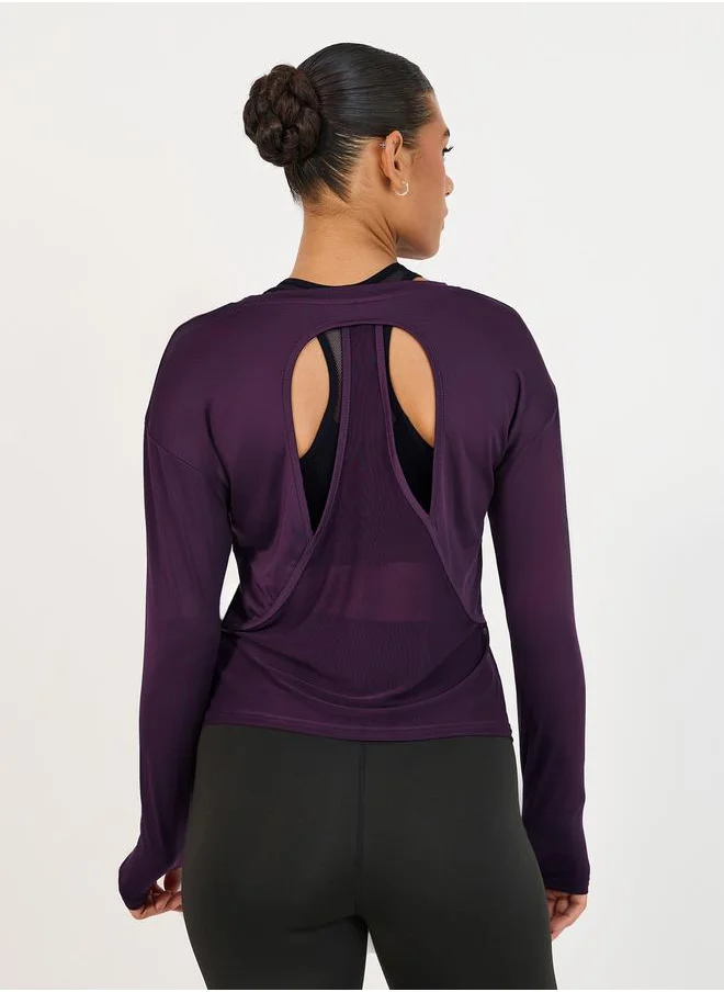 Styli Double Layer Open Back Long Sleeves Yoga Top