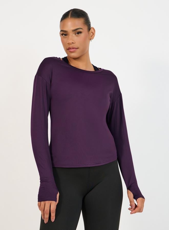 Styli Active Double Layer Open Back Long Sleeves Yoga Top - Image 1
