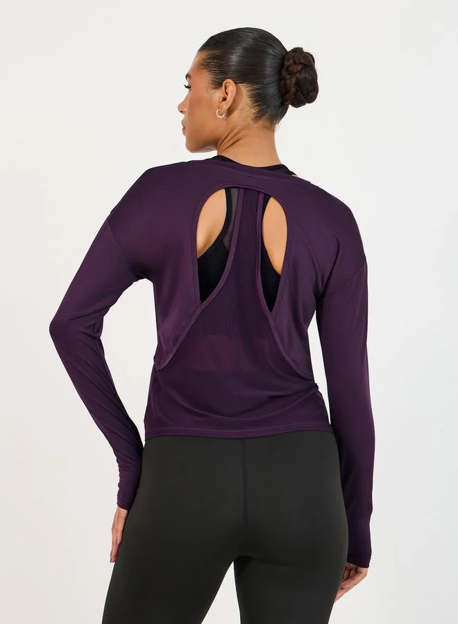 Styli Active Double Layer Open Back Long Sleeves Yoga Top