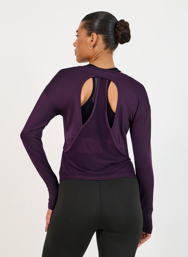 Styli Active Double Layer Open Back Long Sleeves Yoga Top - Image 2
