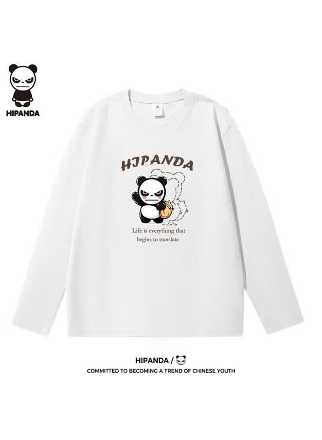Hipanda Men's Long Sleeve T-shirt Autumn Cotton Soft Comfortable Crew Neck Fashion Printed Loose Fit Base Shirt White 2XL - Image 1