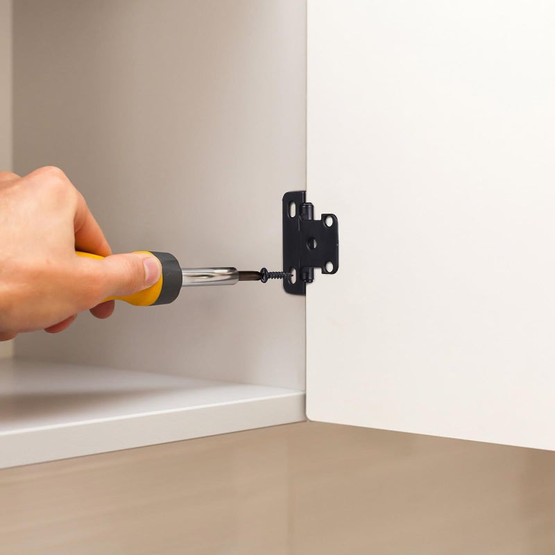 Black Soft Close Overlay Cabinet Hinges Half Overlay Self Closing Kitchen Door Hinges with Screws - Image 4