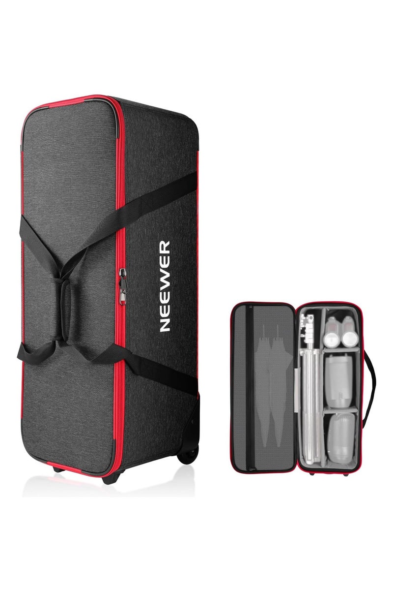 Neewer Trolley Case for Photo Studio Equipment Rolling Tripod Bag with Wheels and Padded Compartments for Light Stands Strobes Photography Accessories PB009 - Image 1