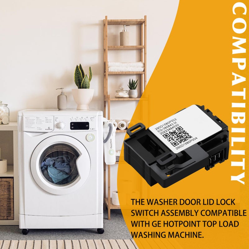 Saiyugty WH01X27954 Washer Lid Lock Switch Part 290D1580P004 290D1580P001 290D1580P002 EG-380843M WH01X26114 WH01X24114 Compatible with GE Hotpoint Top Load Washing Machine Door Lock Assembly Replacement - Image 3