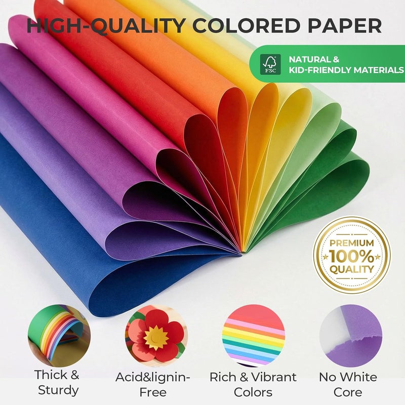 BOOKNOW Colored Cardstock, Includes 40 Sheets 120gsm Multicolor Cardstock Paper and 10 Sheets 250gsm Lightweight Construction Paper for DIY Crafts Scrapbook Making Back to School Supplies - Image 2