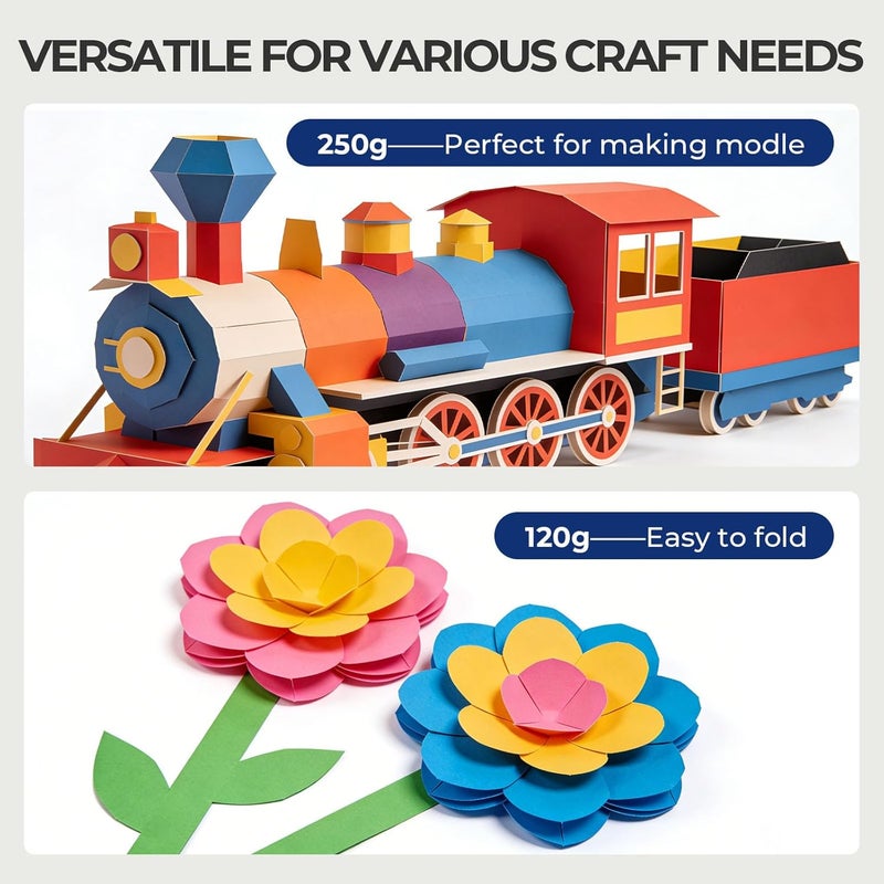 BOOKNOW Colored Cardstock, Includes 40 Sheets 120gsm Multicolor Cardstock Paper and 10 Sheets 250gsm Lightweight Construction Paper for DIY Crafts Scrapbook Making Back to School Supplies - Image 4