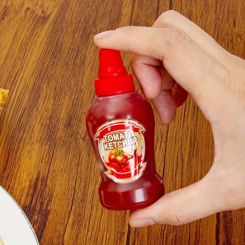 MaruHub 4pcs Mini Ketchup Bottles, 40ml Refillable Salad Dressing Tomato Ketchup Soya Sauce Honey Mustard Syrup Squeeze Containers Bottle, Portable Squeezable Squirt Condiments for Kids & Adults Bento Box - Image 4