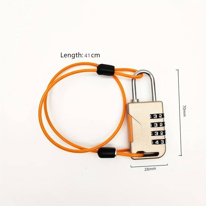 4 Digit Code Chain Lock Portable Secure Anti Theft Wire Combination Padlock With Key For Bicycle Motorcycle Door Fence Luggage Grill Golden 804W - Image 4