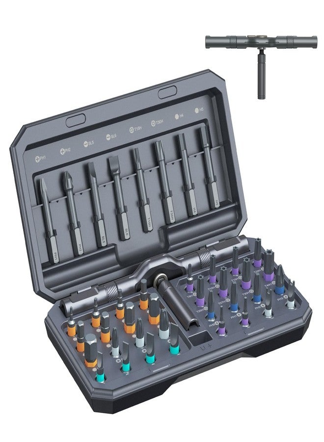 ORIA Ratchet Screwdriver Set, 42 in 1 Magnetic Screwdriver Set, Repair Tool Kit with DIY Rotatable Ratchet Handle, 40 PCS Precision Bits, Storage Case for Home Appliances, Grey - Image 1