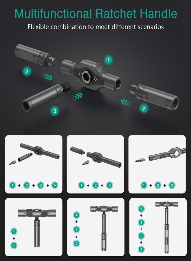ORIA Ratchet Screwdriver Set, 42 in 1 Magnetic Screwdriver Set, Repair Tool Kit with DIY Rotatable Ratchet Handle, 40 PCS Precision Bits, Storage Case for Home Appliances, Grey - Image 3