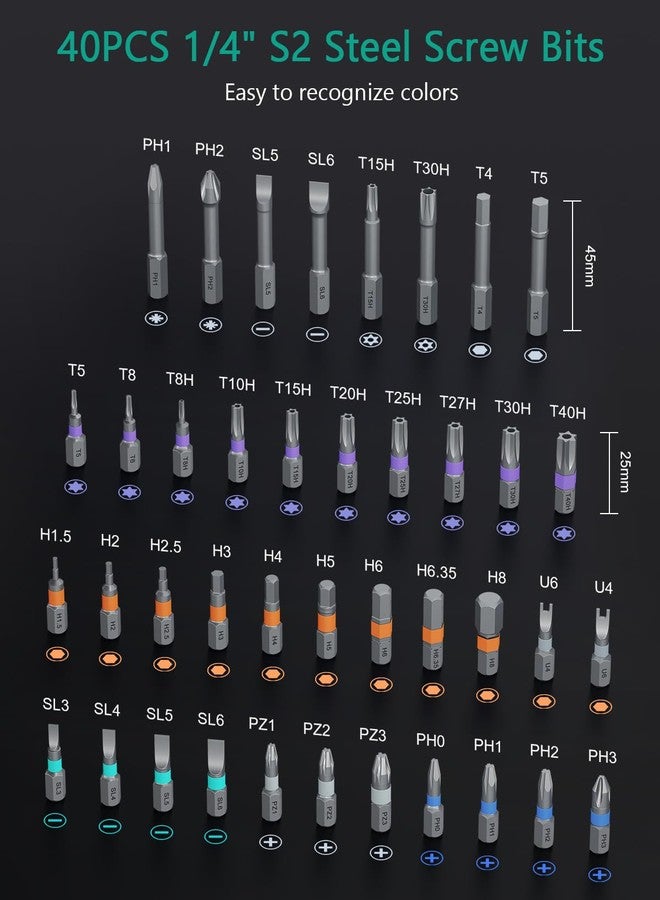 ORIA Ratchet Screwdriver Set, 42 in 1 Magnetic Screwdriver Set, Repair Tool Kit with DIY Rotatable Ratchet Handle, 40 PCS Precision Bits, Storage Case for Home Appliances, Grey - Image 5