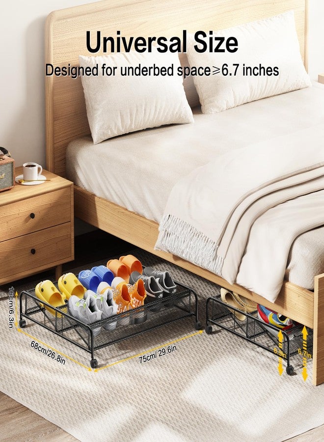LeArex Under Bed Shoe Storage Organizer, 2 Pack Under Bed Storage Containers with Wheels for Shoes Bedroom Organization - Image 5