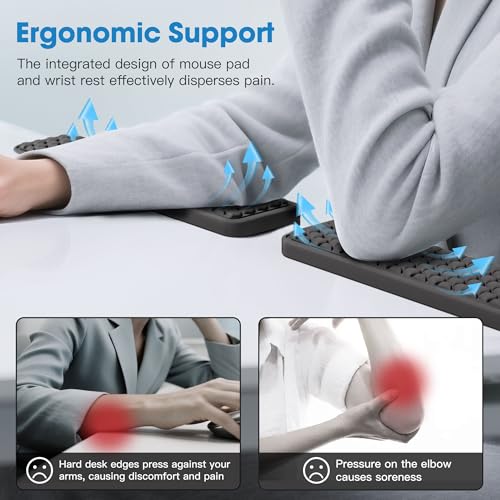 MEKASS L-Shaped Desk Elbow Pad for Desk, Memory Foam Elbow Support Padding with Non-Slip, 2-Piece Ergonomic Desk Edge Cushion, Wrist Comfort Support for Office Home (Honeycomb Texture) - Image 2