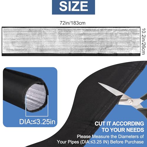 Benasan HVAC Copper Pipe Insulation Cover, 72''x10.2'' Outdoor Mini Split AC Heating System Line Foam Tube Protector Sleeve, Flexible Insulation Wrap for Central Air Conditioner and Heat Pump, Black 1PCS - Image 2