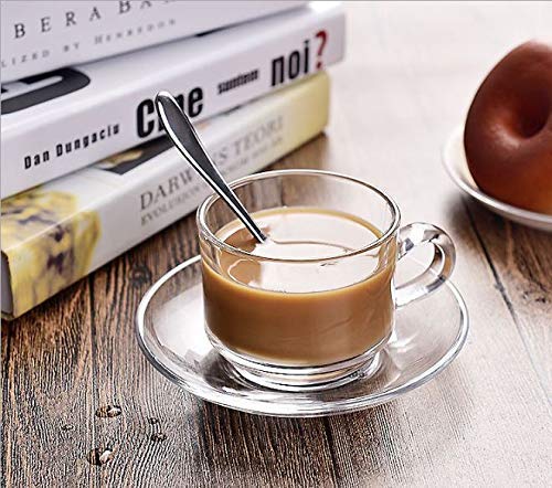 Avora Kitchenware Classic 180 ml Tea Coffee Cup and Saucer Glassware Material Crystal Clear 6 Cup 6 Saucer 12 - Image 2