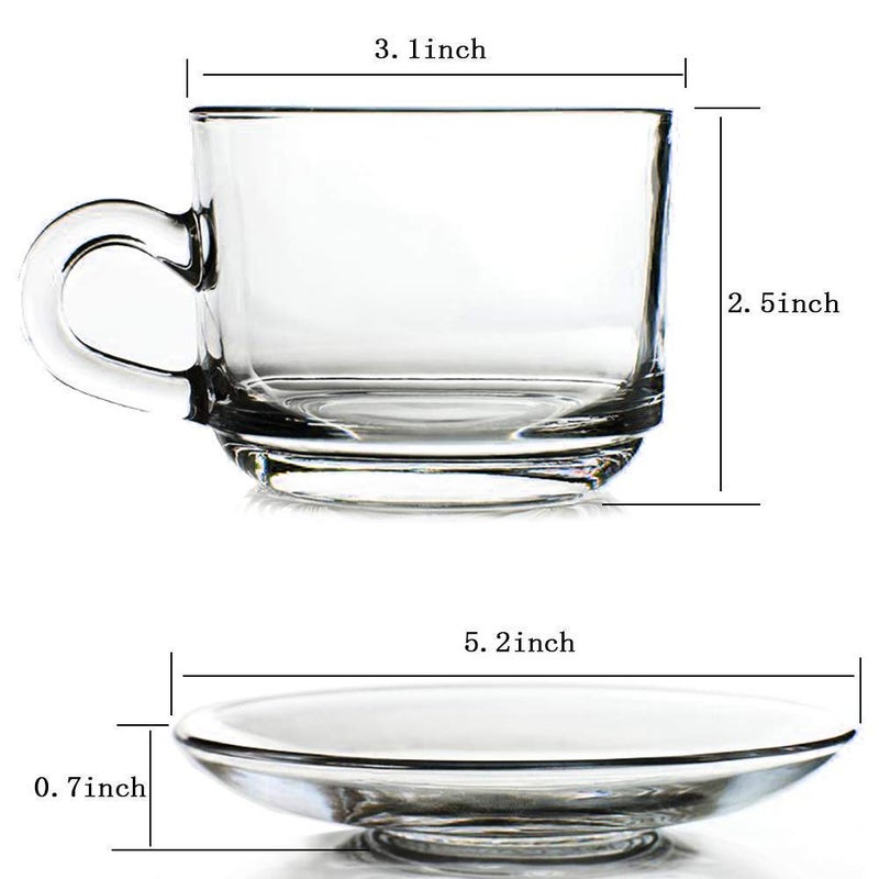 Avora Kitchenware Classic 180 ml Tea Coffee Cup and Saucer Glassware Material Crystal Clear 6 Cup 6 Saucer 12 - Image 4