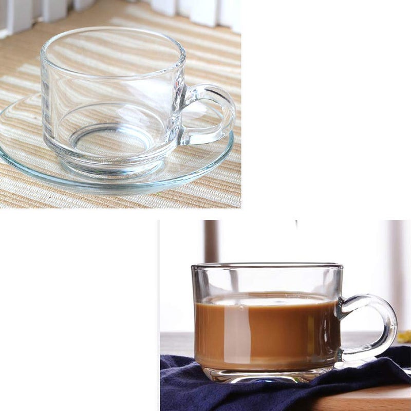 Avora Kitchenware Classic 180 ml Tea Coffee Cup and Saucer Glassware Material Crystal Clear 6 Cup 6 Saucer 12 - Image 3