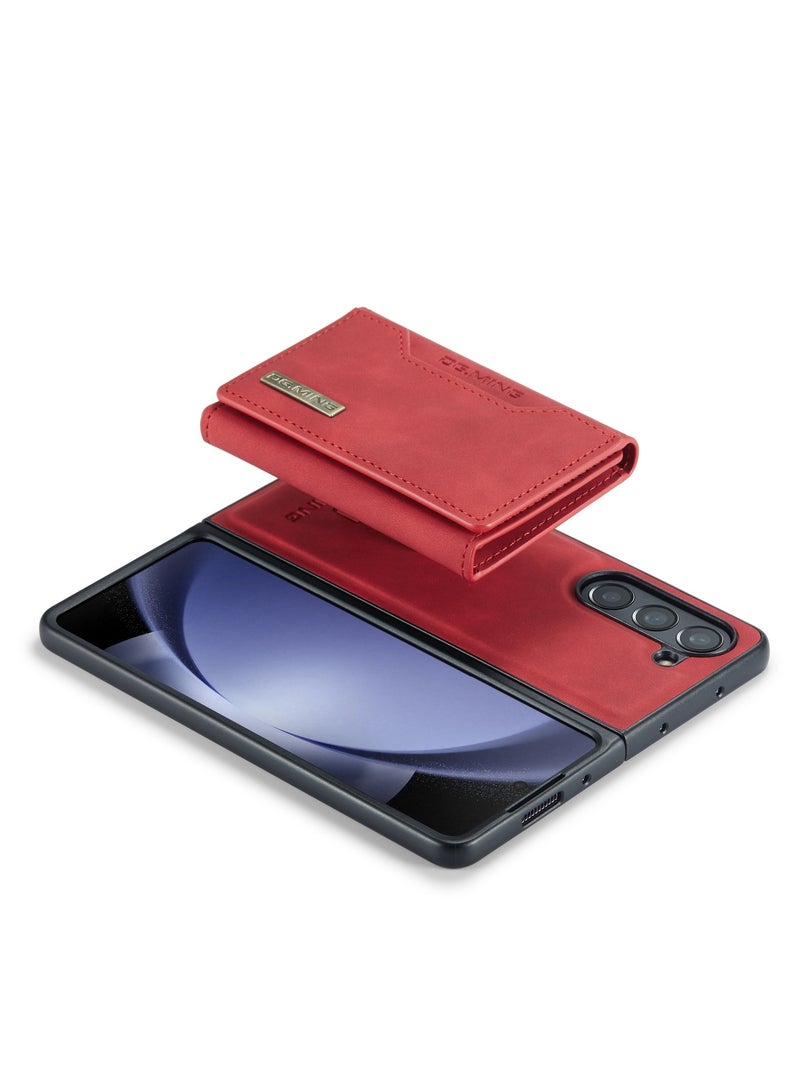 ديجمينغ جراب جلد مع محفظة مغناطيسية متوافق مع هاتف سامسونج جلاكسي زد فولد 5 - احمر - Image 5