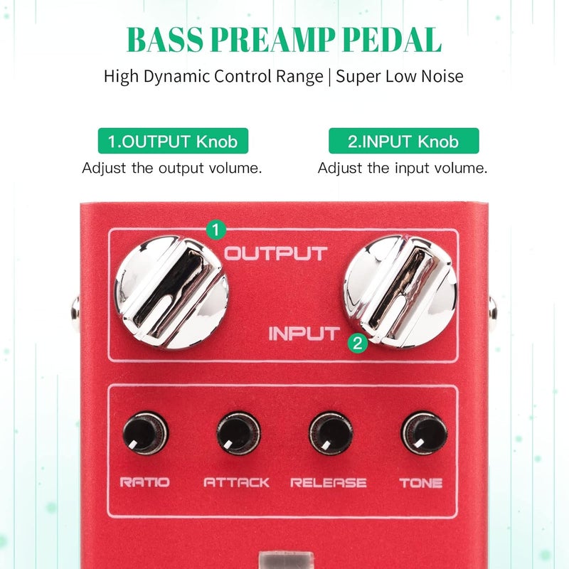 JOYO Bass Guitar Pedals Compressor Effect Pedal with Precise Compression Knobs Low Noise and High Dynamic Control Range for Bassist Electric Guitar Bass (SCYLLA R-27) - Image 2