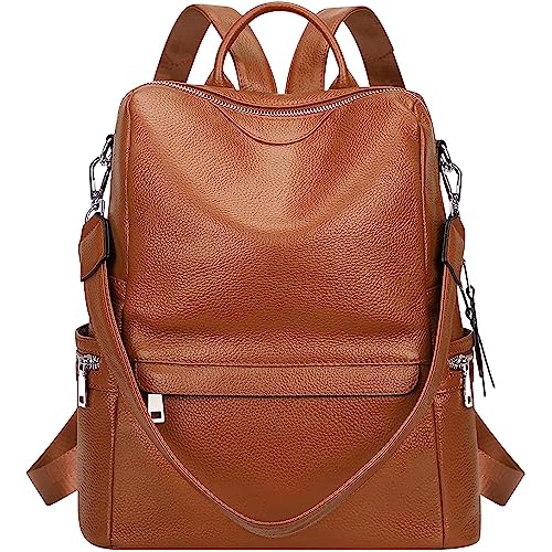 TrueArch Casual Leather Backpack for Women Elegant Casual Backpack 13" Laptop Purse Ladies Women Girls Leather Shoulder Fitting Rakhi Gift for Sister, Mother Bhabhi (Tan) - Image 1