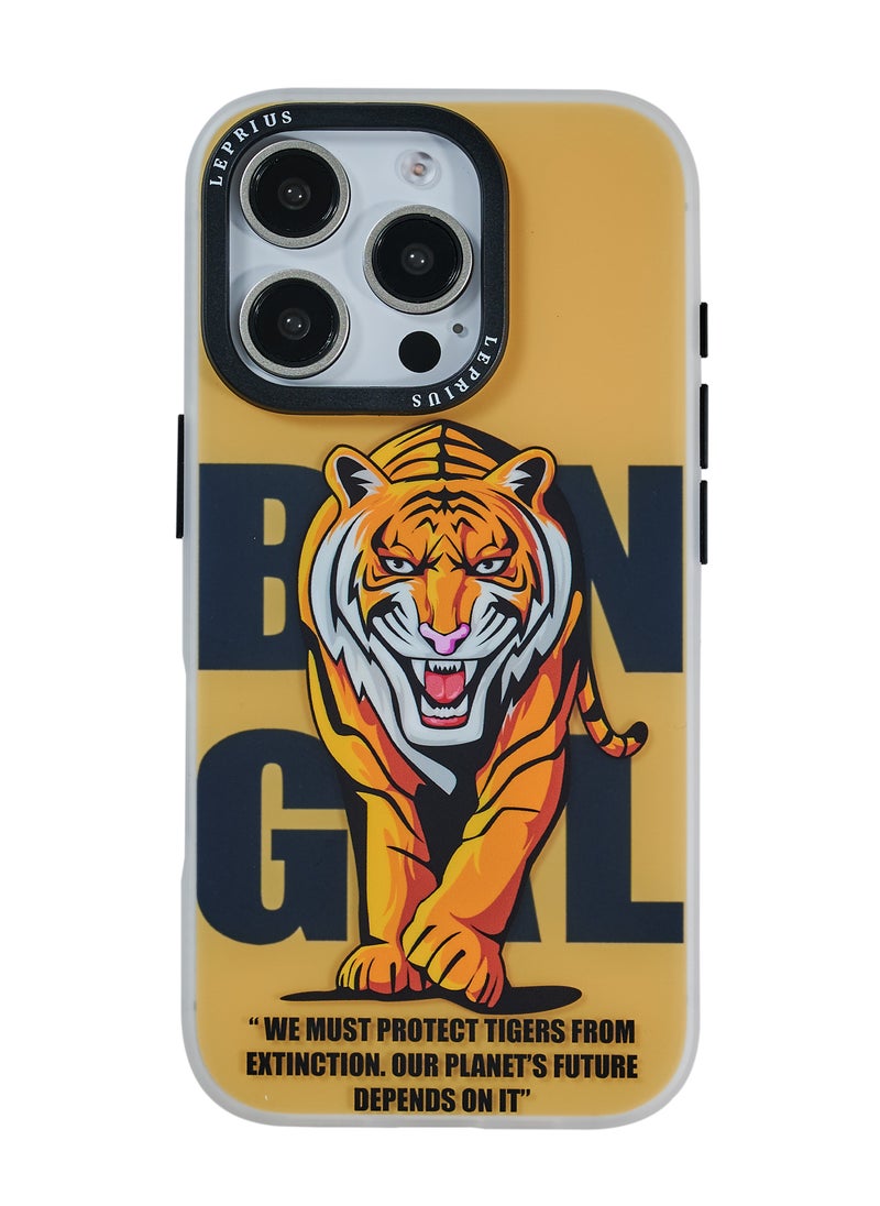 Le Prius - Le Prius BomBay Series Shockproof IMD Printing Premium Quality Protective Phone Case Compatible with iPhone 16 Pro Max, Full Body Drop Protection, Slim Fit Anti-Scratch Durable Cover, MagSafe Friendly, Comfortable Grip, Stylish Premium Design for Men and Women - Tiger Walk - Image 1