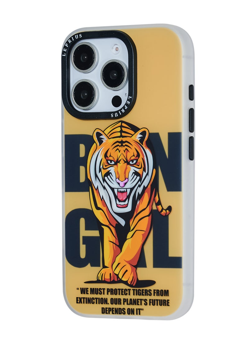 Le Prius - Le Prius BomBay Series Shockproof IMD Printing Premium Quality Protective Phone Case Compatible with iPhone 16 Pro Max, Full Body Drop Protection, Slim Fit Anti-Scratch Durable Cover, MagSafe Friendly, Comfortable Grip, Stylish Premium Design for Men and Women - Tiger Walk - Image 1