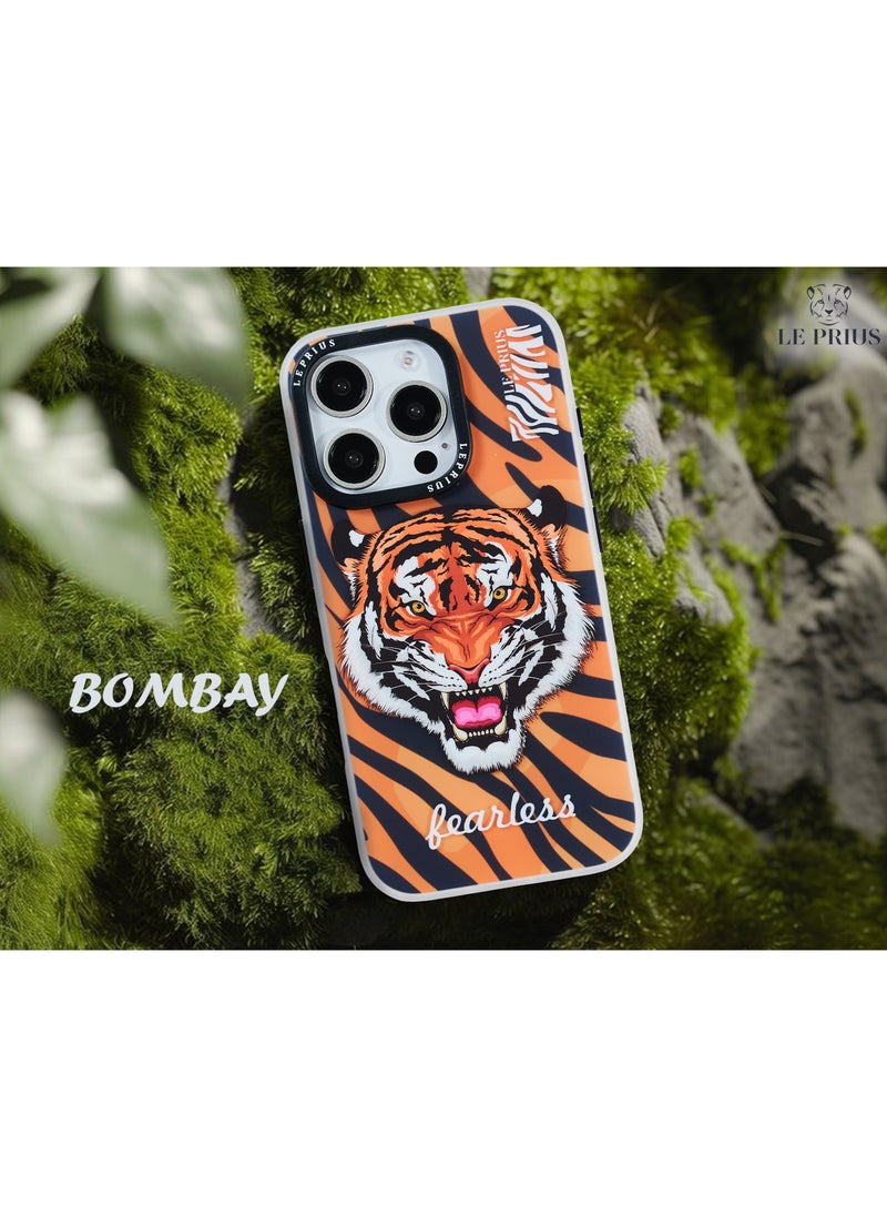 Le Prius - Le Prius BomBay Series Shockproof IMD Printing Premium Quality Protective Phone Case Compatible with iPhone 16 Pro Max, Full Body Drop Protection, Slim Fit Anti-Scratch Durable Cover, MagSafe Friendly, Comfortable Grip, Stylish Premium Design for Men and Women - Tiger Walk - Image 1