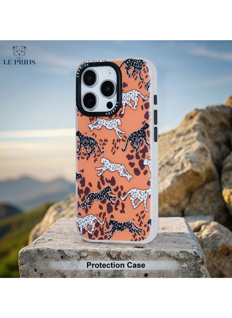Le Prius - Le Prius BomBay Series Shockproof IMD Printing Premium Quality Protective Phone Case Compatible with iPhone 16 Pro Max, Full Body Drop Protection, Slim Fit Anti-Scratch Durable Cover, MagSafe Friendly, Comfortable Grip, Stylish Premium Design for Men and Women - Tiger Walk - Image 1