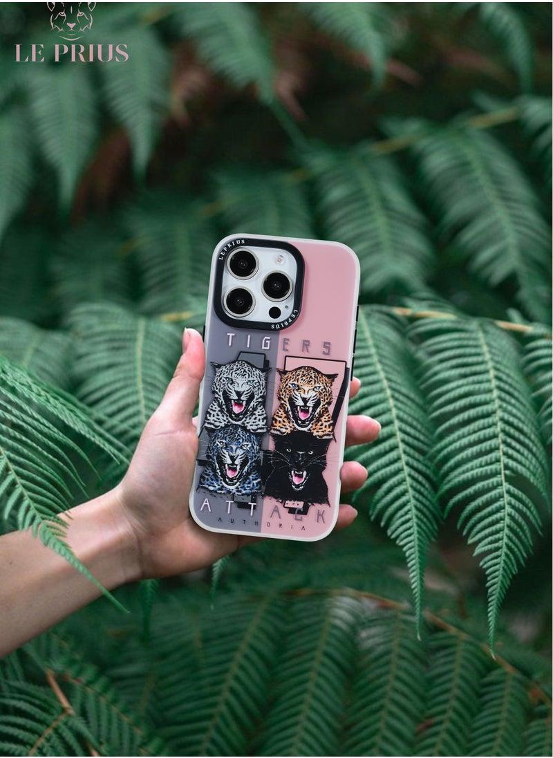 Le Prius - Le Prius BomBay Series Shockproof IMD Printing Premium Quality Protective Phone Case Compatible with iPhone 16 Pro Max, Full Body Drop Protection, Slim Fit Anti-Scratch Durable Cover, MagSafe Friendly, Comfortable Grip, Stylish Premium Design for Men and Women - Tiger Walk - Image 1