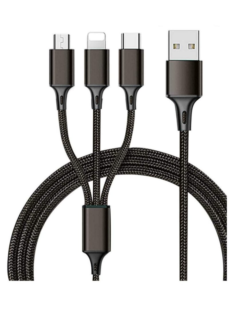 Multi Charging Cable 4Ft 3 in 1 with USB Type C Cable Compatible with Galaxy S10 S9 Plus Note9 Z OnePlus 8T,Micro Cable for Galaxy S7 Edge S6,Nexus,Xbox,PS4 USB Chargers(BLACK) - Image 1