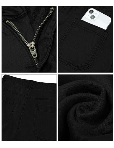 luvamia Wide Leg Jeans for Women Trendy High Waisted Flare Jeans Cropped Denim Pants Stretchy Baggy With Patch Pockets High Waisted Pants for Women Size 18 Jeans for Women Hot Pants True Black Size 16 - Image 4