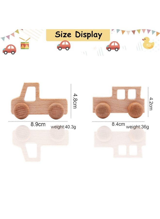 بروميس بيبي 2 قطعة من خشخيشات التسنين الخشبية على شكل شاحنة للأطفال مستوحاة من مونتيسوري، ألعاب التسنين التي يتم دفعها كهدية استحمام مثالية للطفل - Image 4